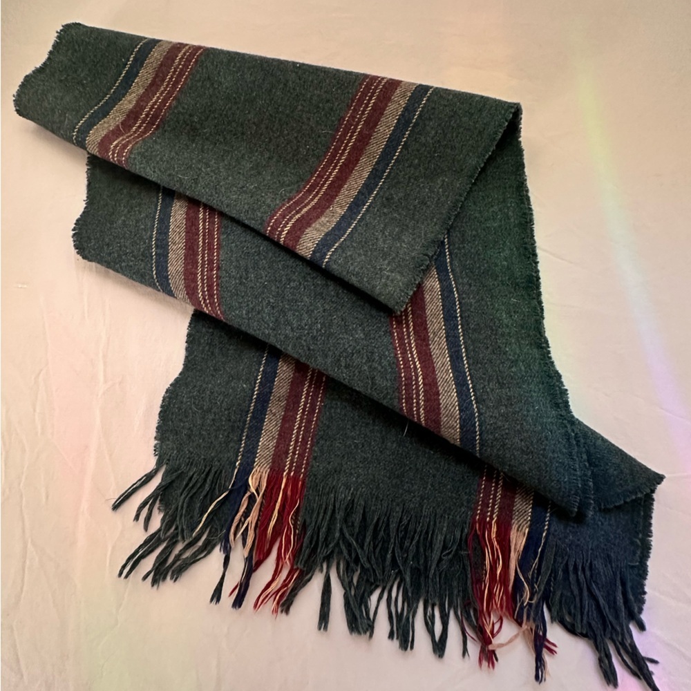 1970’s Pendleton Virgin Wool Stripe Scarf – Teal Green Made in USA - Picture 2 of 5